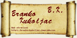 Branko Kukoljac vizit kartica